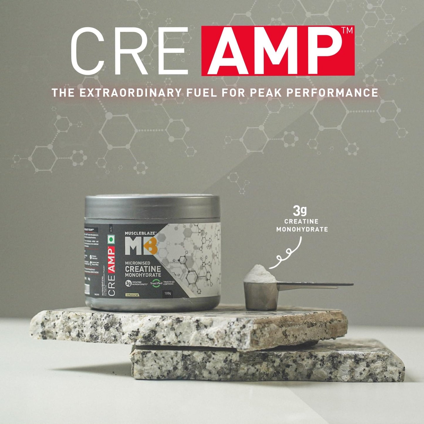 Muscleblaze Creatine Monohydrate Creamp (Unflavoured, 32 Servings, 100G / 0.22Lbs) | Trustified Certified Creatine.