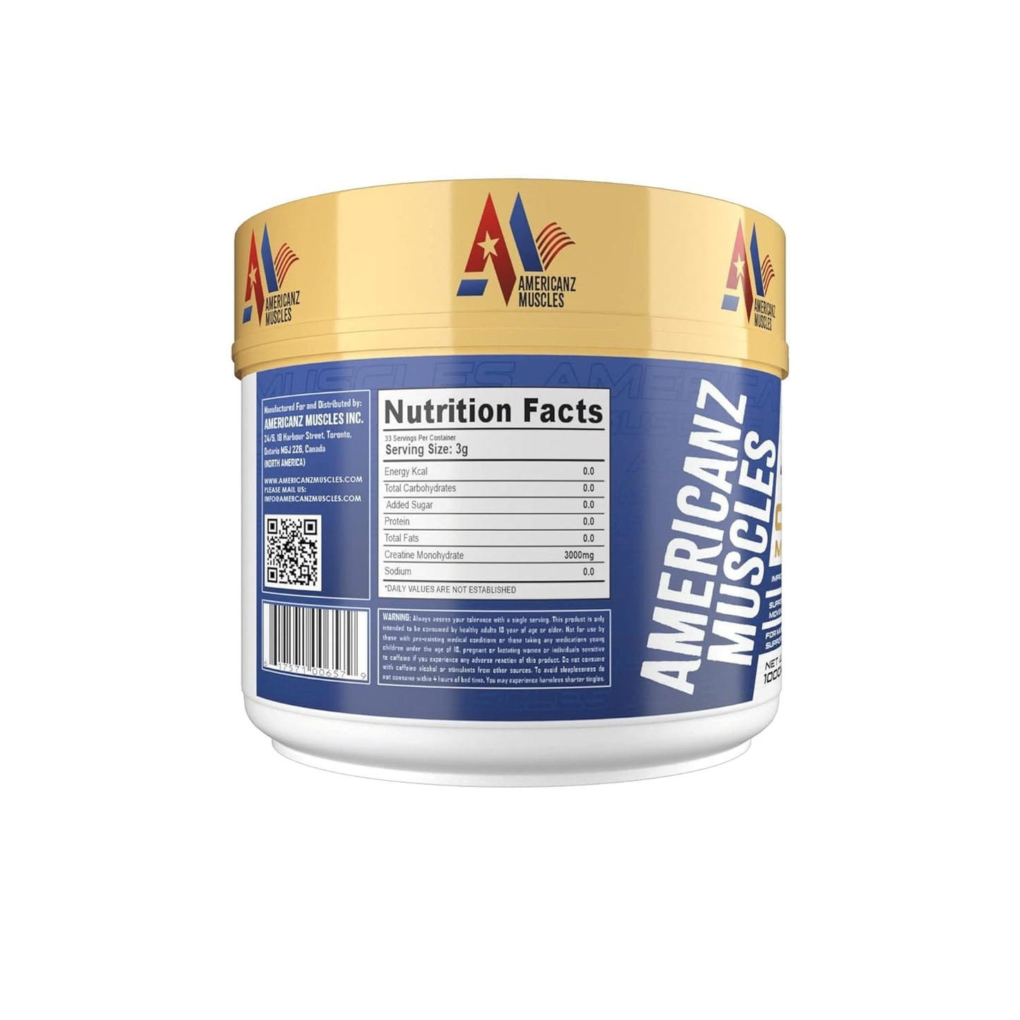 Americanz Muscles Creatine Monohydrate 33 Servings Unflavoured