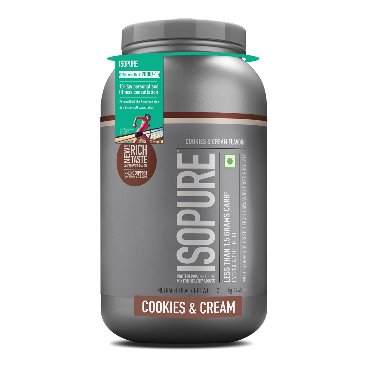 Isopure Whey Protein Isolate Powder with Vitamins for Immune Support – 2 kg