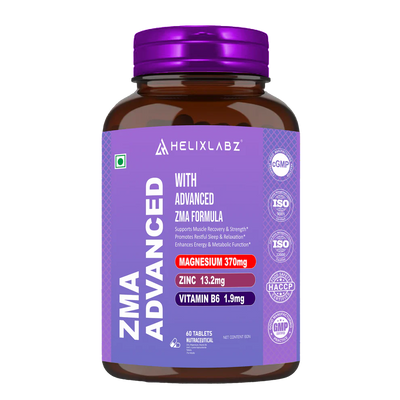 HelixLabz ZMA Advanced – Zinc, Magnesium & Vitamin B6 Supplement | Muscle Recovery, Strength & Sleep Support | 60 Tablets