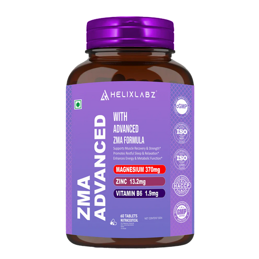 HelixLabz ZMA Advanced – Zinc, Magnesium & Vitamin B6 Supplement | Muscle Recovery, Strength & Sleep Support | 60 Tablets