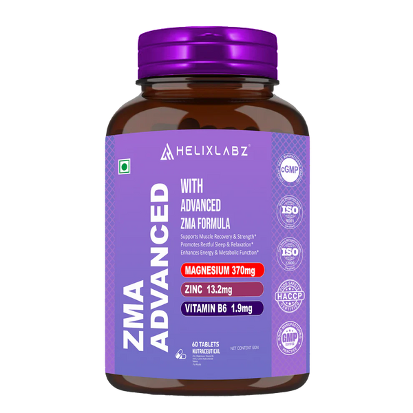 HelixLabz ZMA Advanced – Zinc, Magnesium & Vitamin B6 Supplement | Muscle Recovery, Strength & Sleep Support | 60 Tablets