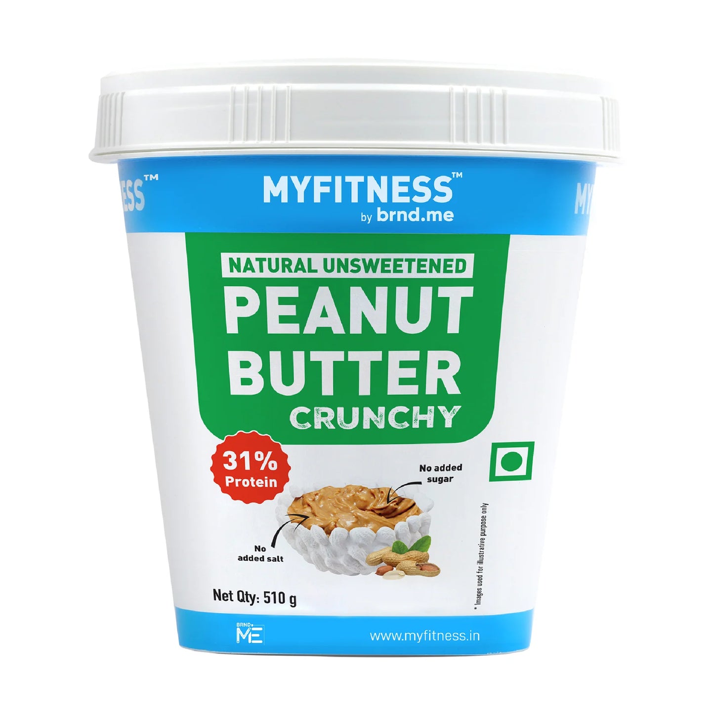 MyFitness Peanut Butter - Natural Unsweetened | 31% Protein | Crunchy | Zero Sugar Peanut Butter Spread