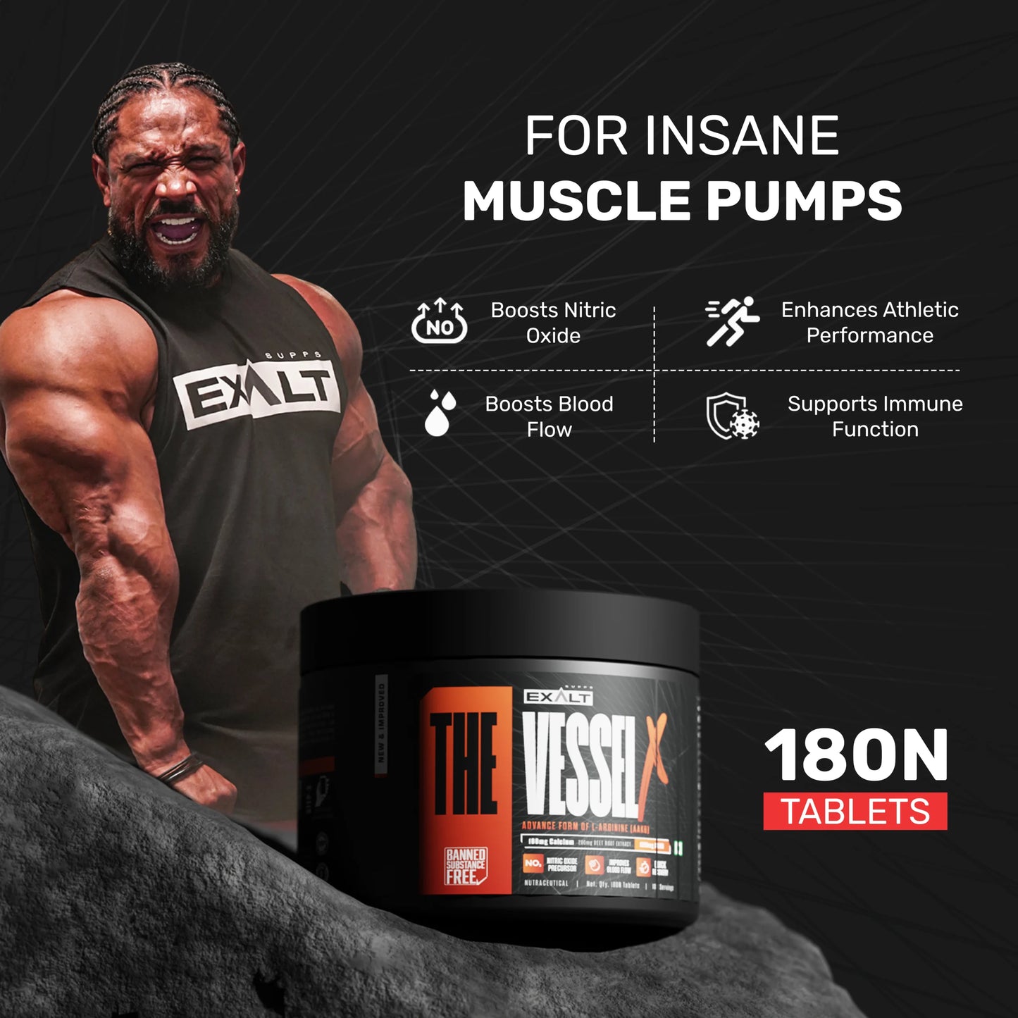 Exalt Supps Vessel X  Unflavoured  180 Servings