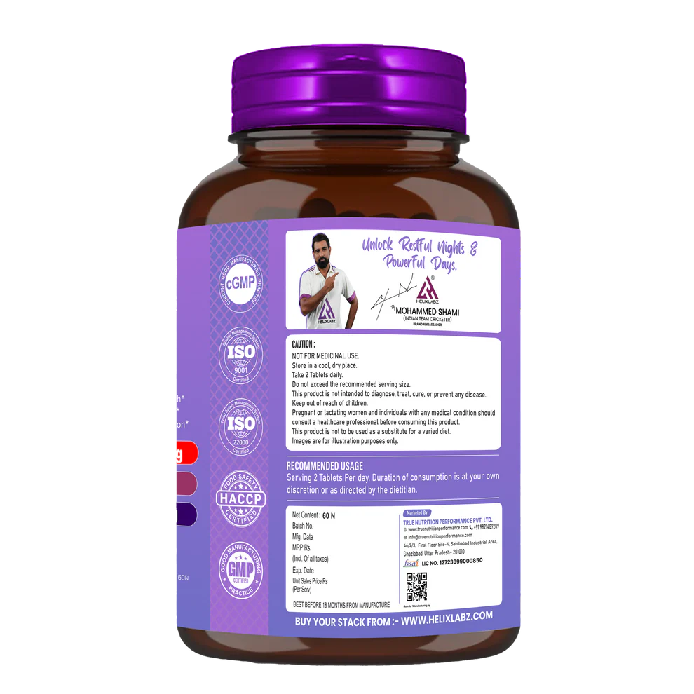 HelixLabz ZMA Advanced – Zinc, Magnesium & Vitamin B6 Supplement | Muscle Recovery, Strength & Sleep Support | 60 Tablets