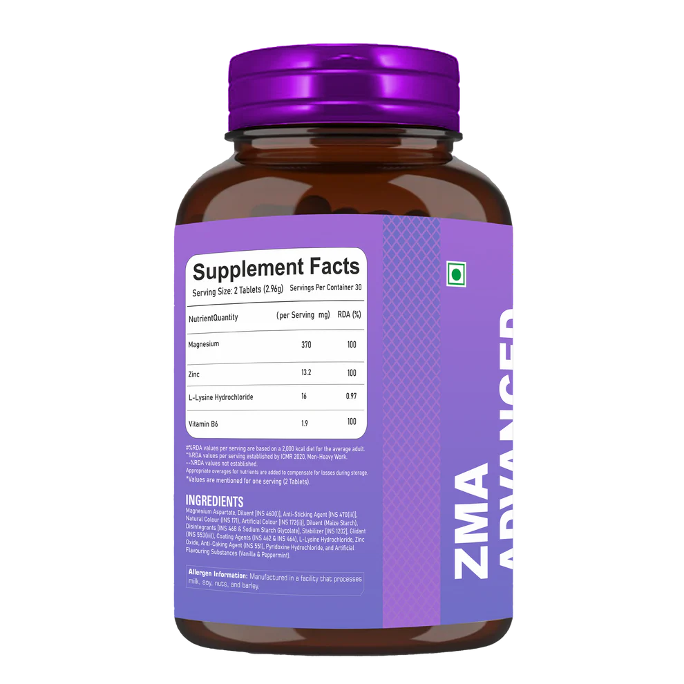 HelixLabz ZMA Advanced – Zinc, Magnesium & Vitamin B6 Supplement | Muscle Recovery, Strength & Sleep Support | 60 Tablets