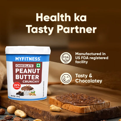 MyFitness Peanut Butter - Chocolate | 26% Protein | Crunchy | Chocolate Peanut Butter Spread