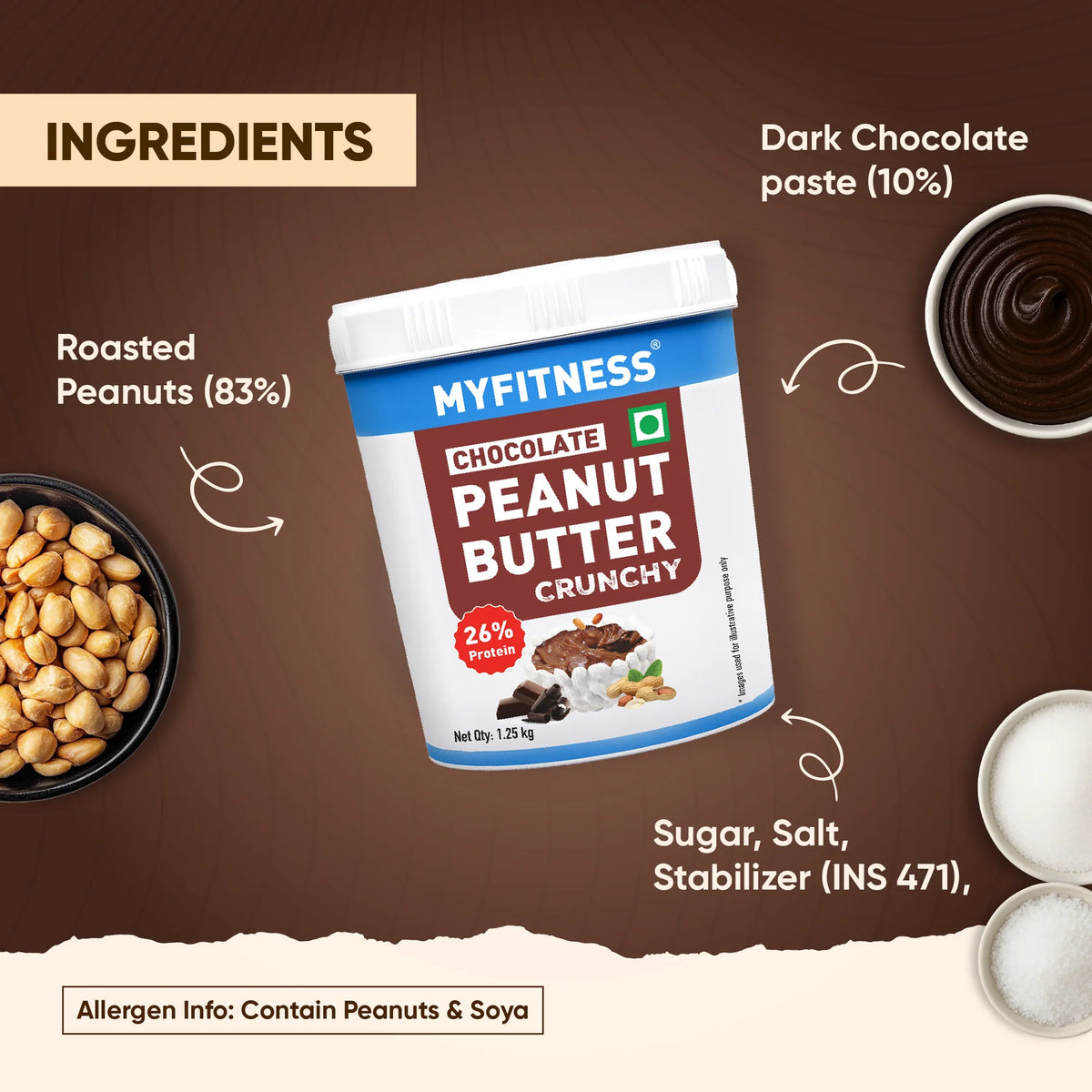 MyFitness Peanut Butter - Chocolate | 26% Protein | Crunchy | Chocolate Peanut Butter Spread