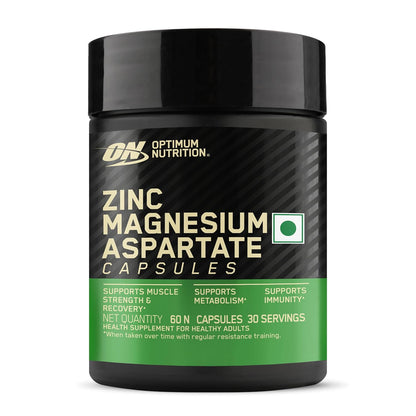 Optimum Nutrition (ON) Zinc Magnesium Aspartate (ZMA) – 60 Capsules, Muscle Strength, Metabolism, Immunity, Vegetarian