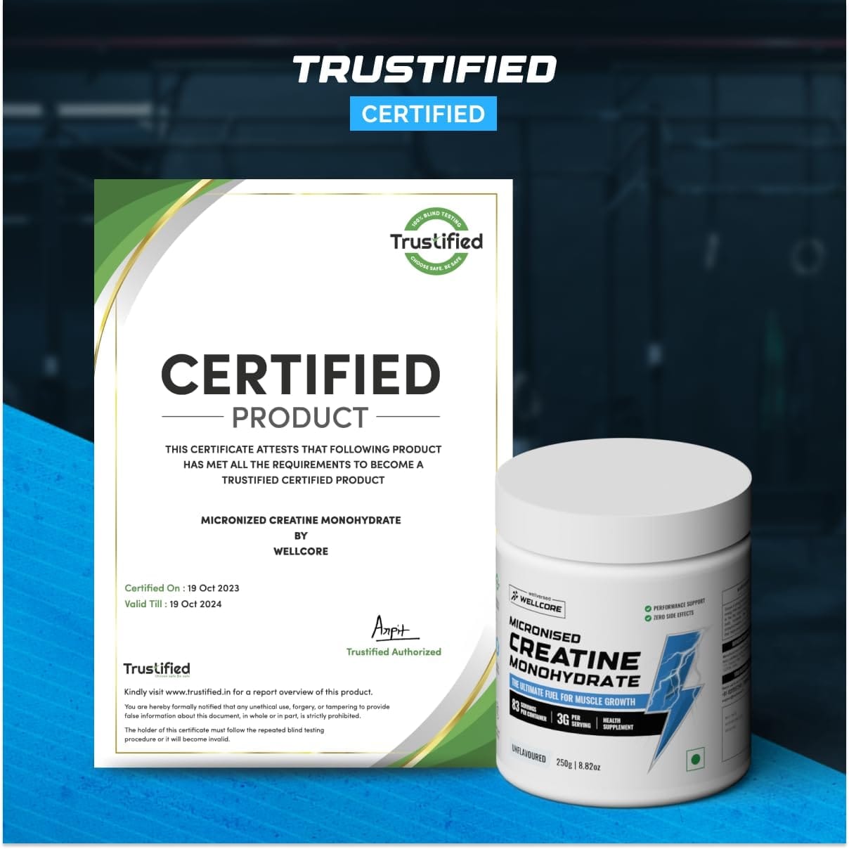 Wellcore – Pure Micronised Creatine Monohydrate Powder 250g 83 Servings
