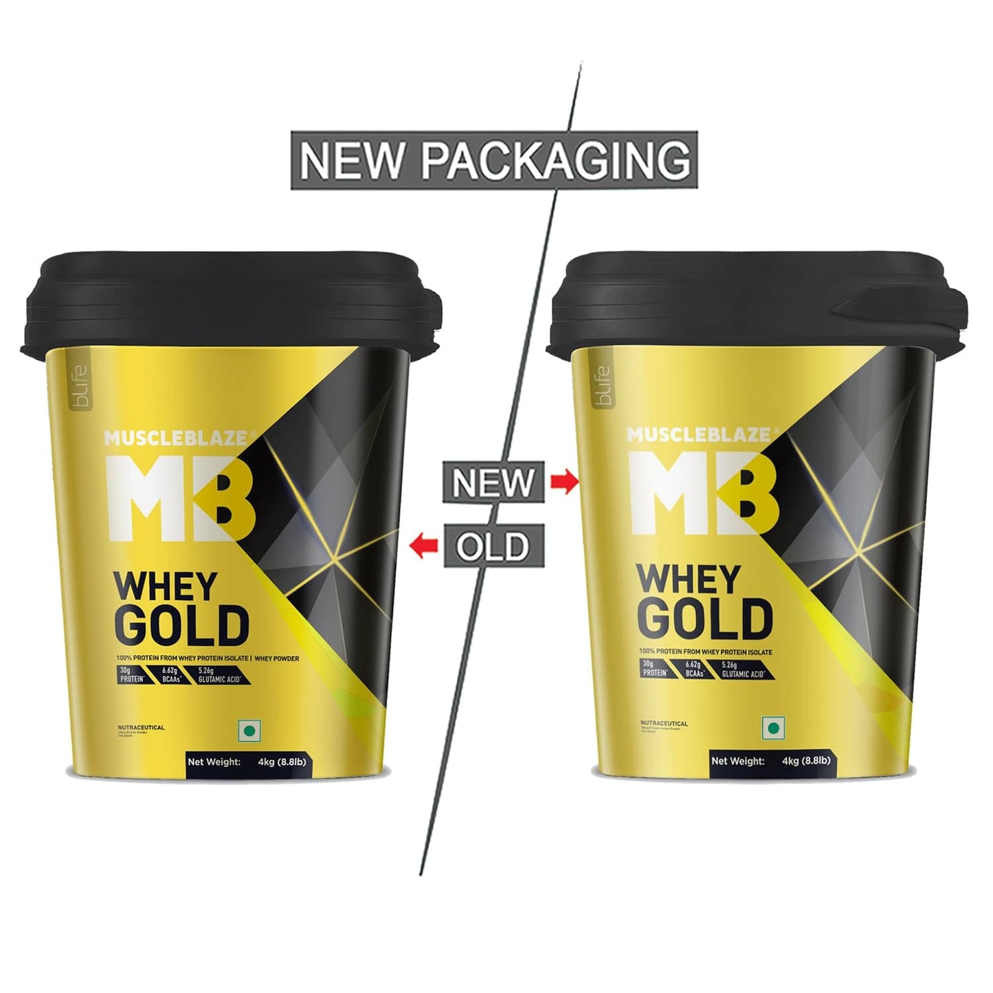 MuscleBlaze Whey Gold, 100% Whey Protein 4kg Rich Milk Chocolate