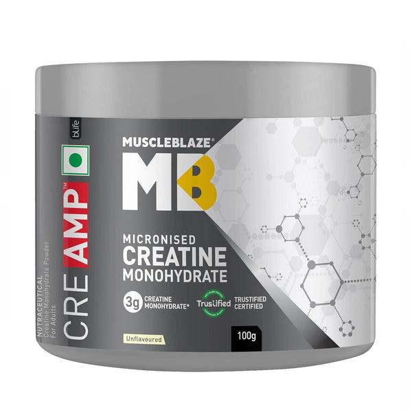 MuscleBlaze Creatine Monohydrate CreAMP™ (Unflavoured, 32 Servings, 100g)