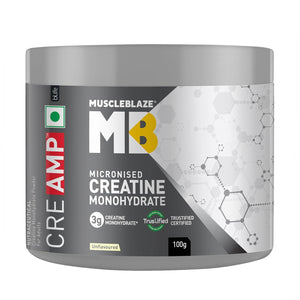 MuscleBlaze Creatine Monohydrate CreAMP™ (Unflavoured, 32 Servings, 100g)