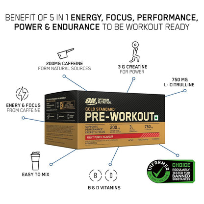 Optimum Nutrition Gold Standard Pre-Workout | Pre-Training Energy, Focus & Endurance Formula 142.5gms