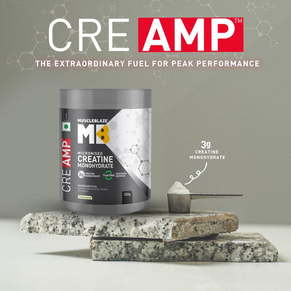 MuscleBlaze Creatine Monohydrate CreAMP™ (Unflavoured, 80 Servings, 250g)