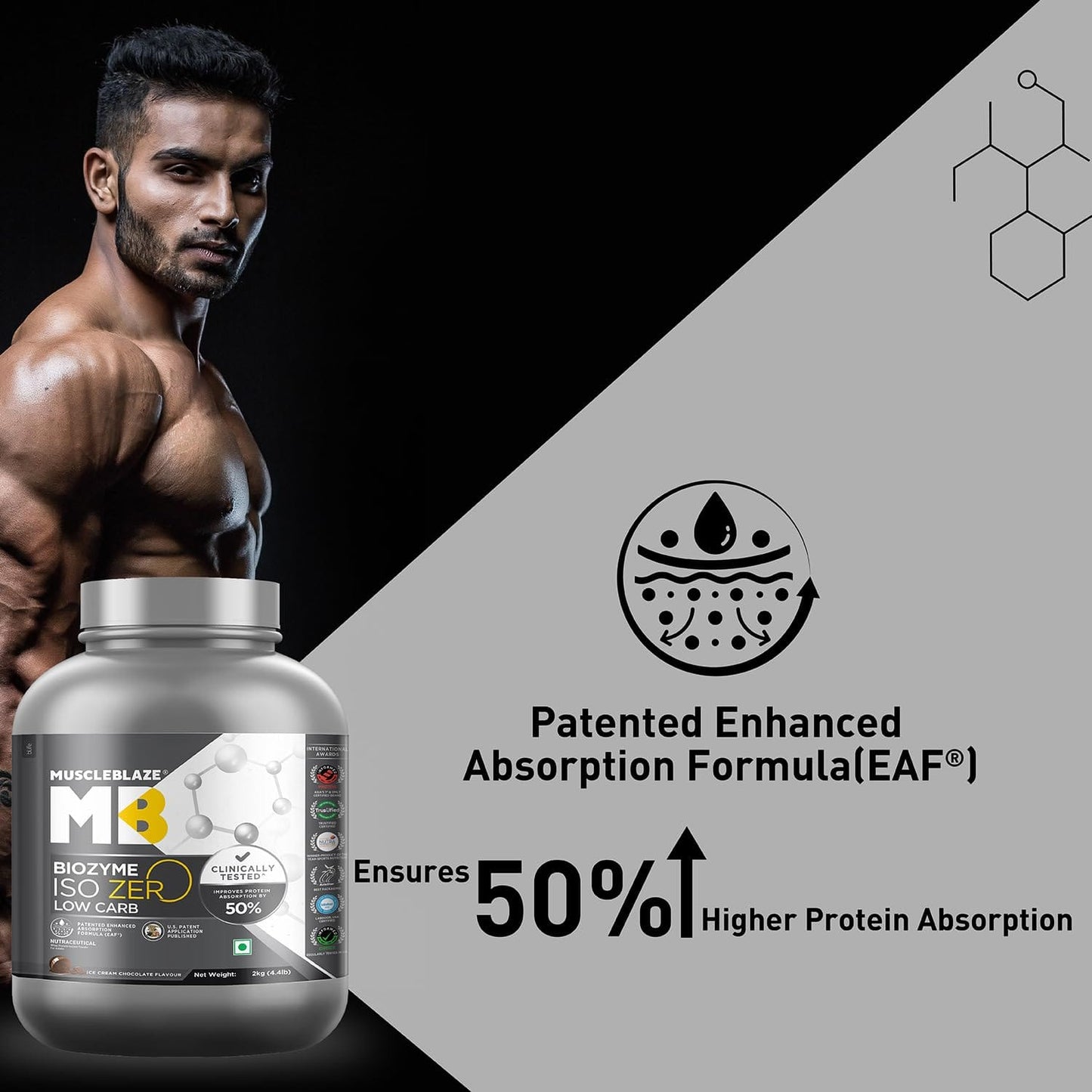MuscleBlaze Biozyme Iso-Zero (Ice Cream Chocolate, 2 kg)