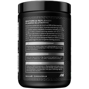 Muscletech Glutamine Powder | Muscletech Platinum 100% Glutamine Powder | Post Workout Recovery Drink | L-Glutamine Powder For Men & Women | Muscle Recovery | Unflavored (50 Servings) – 250G