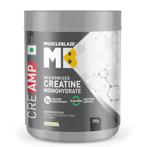 MuscleBlaze Creatine Monohydrate CreAMP™ (Unflavoured, 80 Servings, 250g)