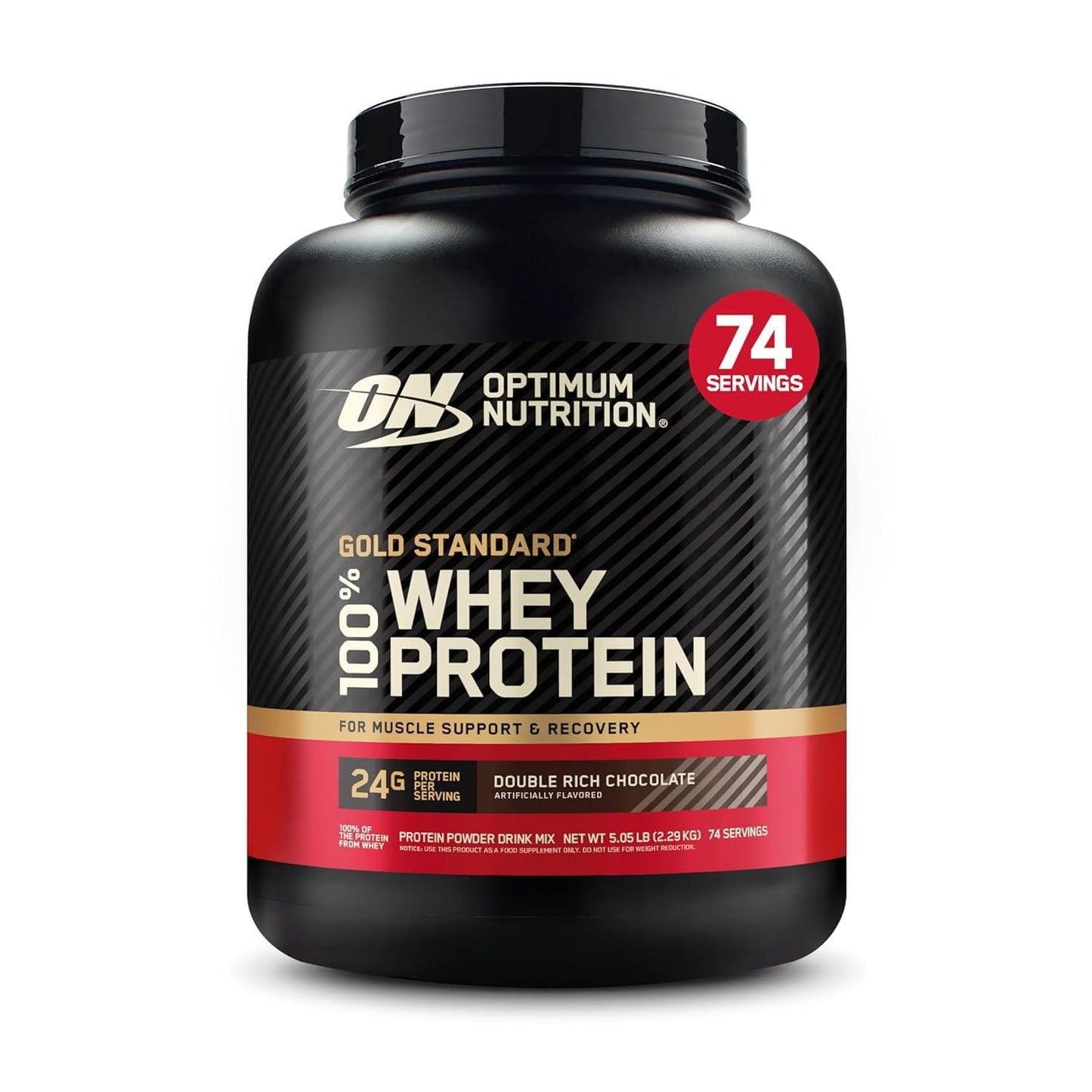 Optimum Nutrition (ON) Gold Standard 100% Whey Protein Powder – 5 lbs, 2.27 kg (Double Rich Chocolate), Primary Source Isolate,For Men and Women