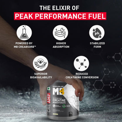 MuscleBlaze Creatine Monohydrate CreAMP™ (Unflavoured, 80 Servings, 250g)
