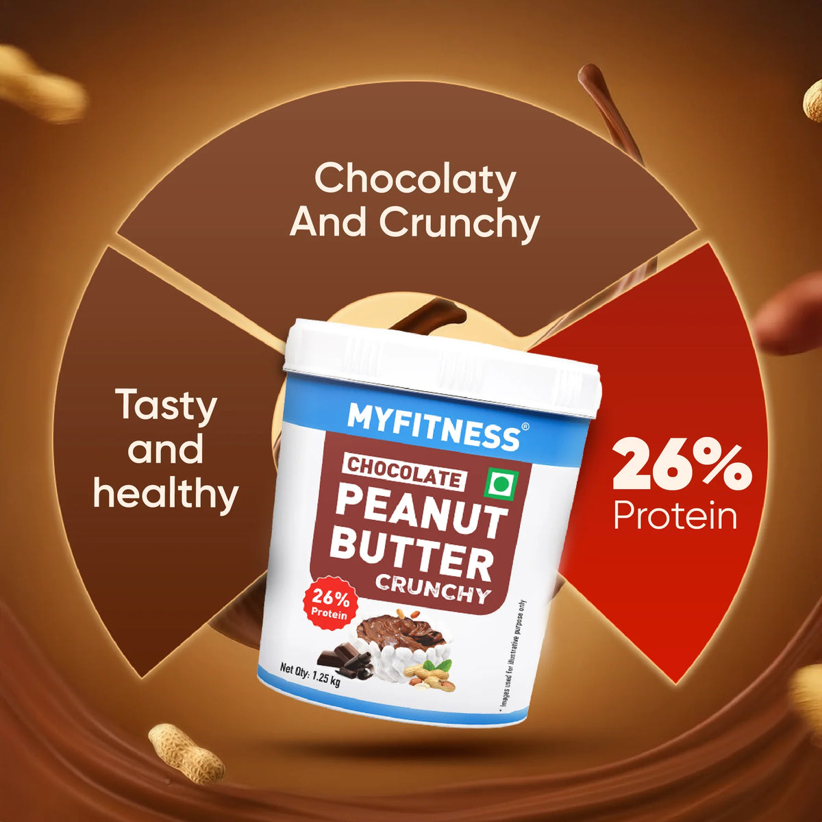 MyFitness Peanut Butter - Chocolate | 26% Protein | Crunchy | Chocolate Peanut Butter Spread