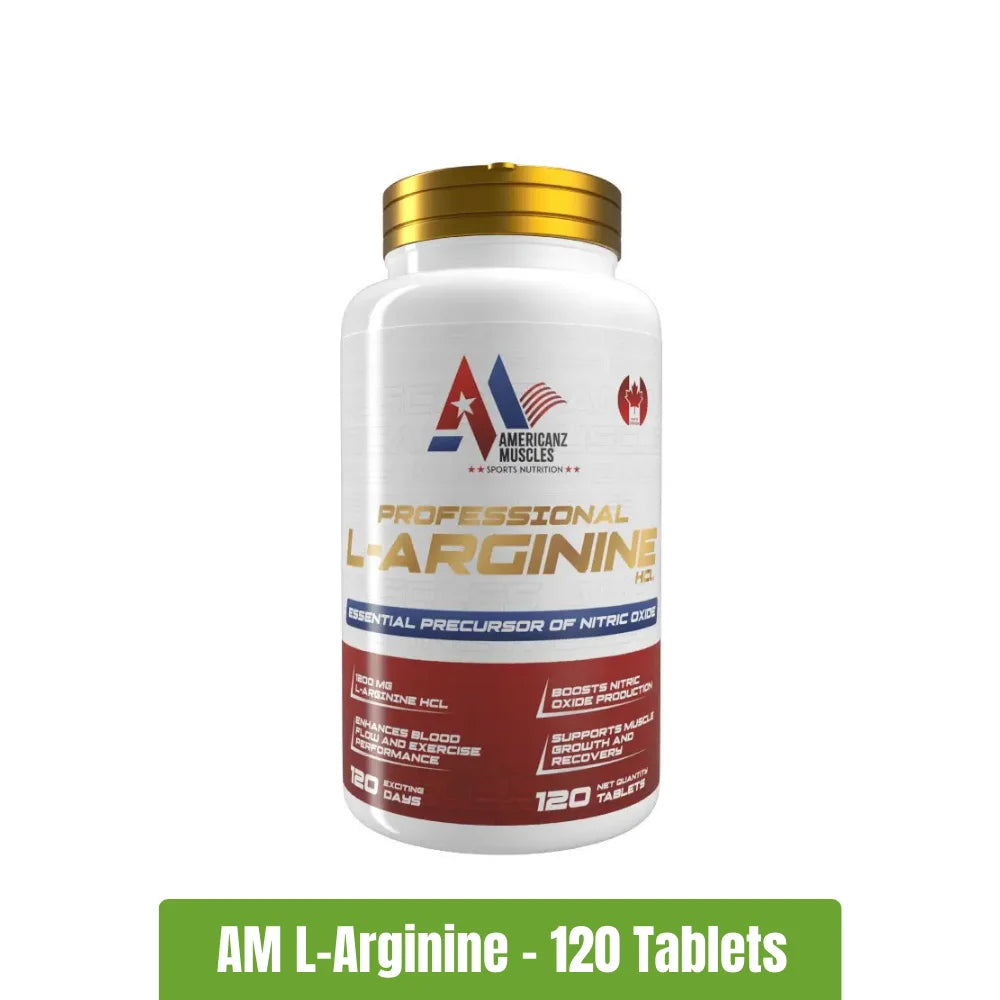Americanz Muscles Professional L-Arginine – 120 Tablets | Pre-Workout Nitric Oxide Support for Muscle Pump & Energy