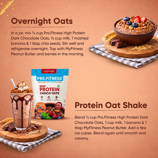 Pro.Fitness High Protein Chocolate Oats | Dark Chocolate | Healthy Oats With Nuts, Seeds & Added Whey