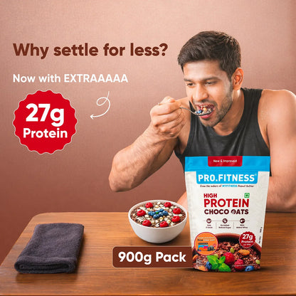 Pro.Fitness High Protein Chocolate Oats | Dark Chocolate | Healthy Oats With Nuts, Seeds & Added Whey