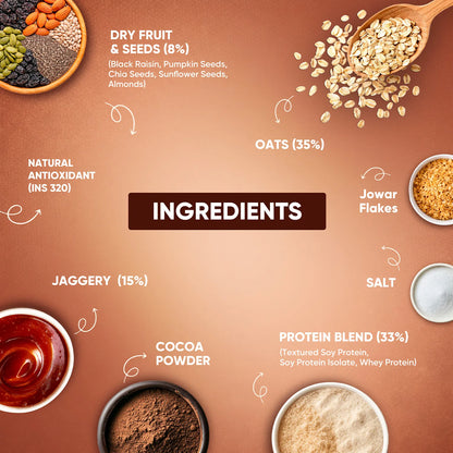 Pro.Fitness High Protein Chocolate Oats | Dark Chocolate | Healthy Oats With Nuts, Seeds & Added Whey