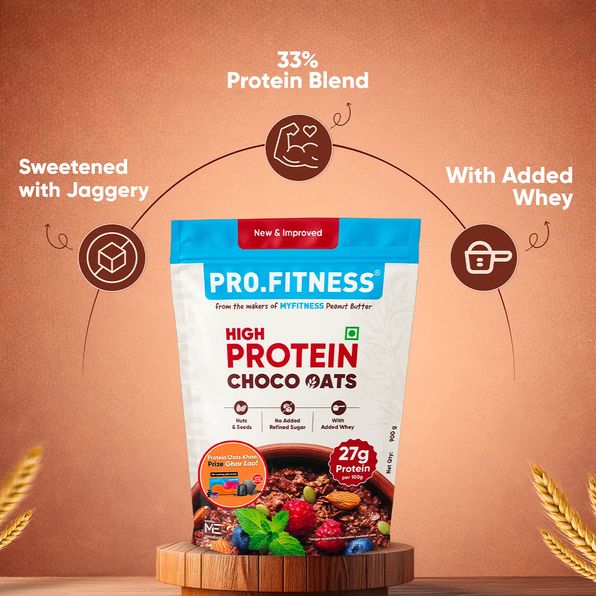 Pro.Fitness High Protein Chocolate Oats | Dark Chocolate | Healthy Oats With Nuts, Seeds & Added Whey