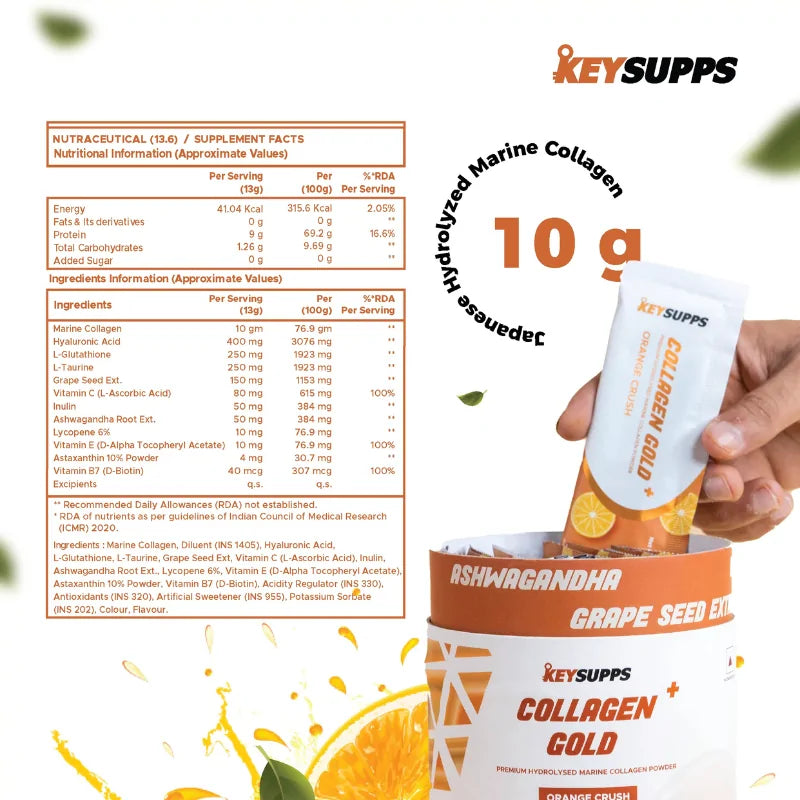 KeySupps Collagen Gold Plus – Orange (30 Servings)