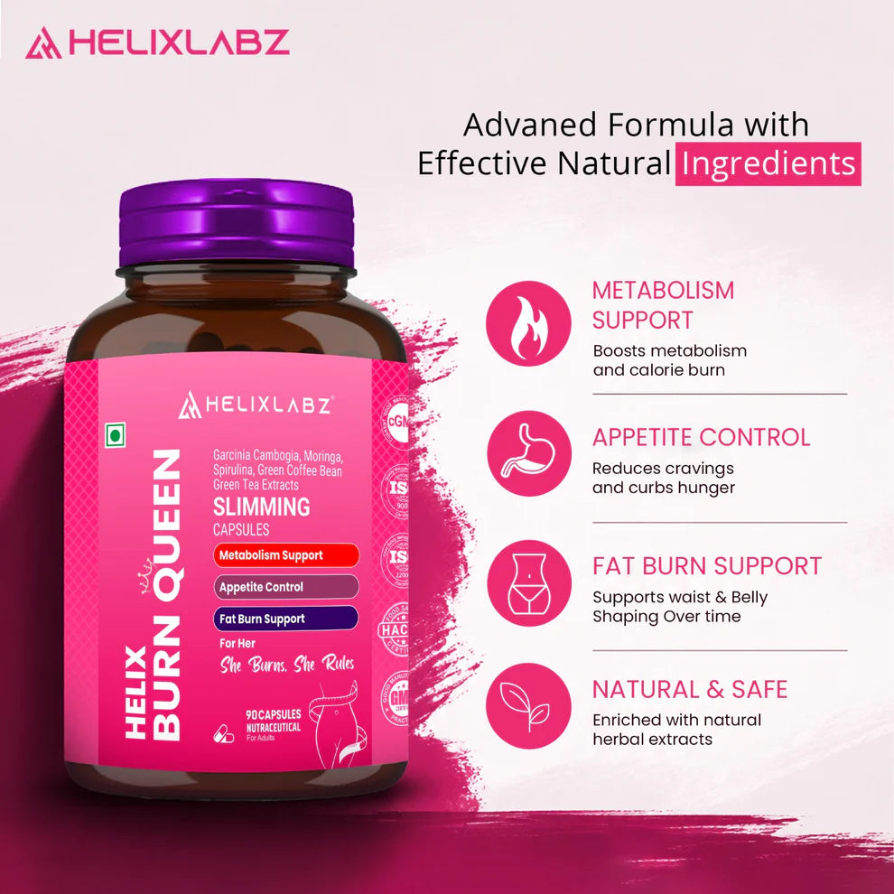Burn Queen Slimming Capsules for Women (90 Veg Capsules)