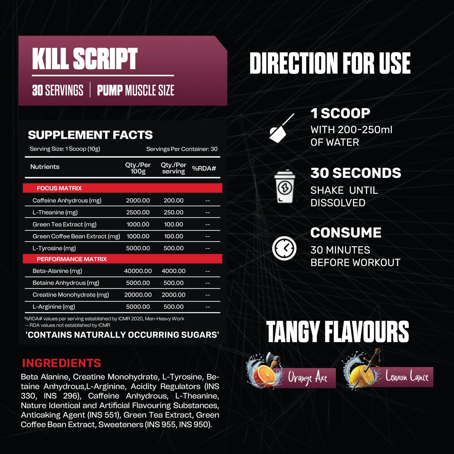 Exalt Supps The Kill Script Preworkout  30 servings