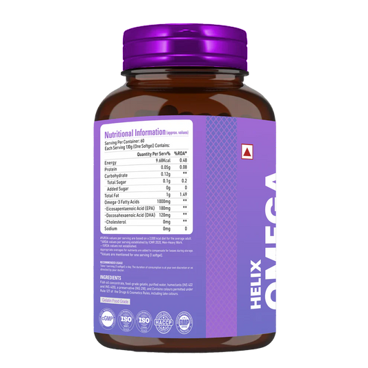 HelixLabz Omega - 1000mg Omega-3 Fish Oil | High-Performance Supplement for Athletes (60 Softgels)
