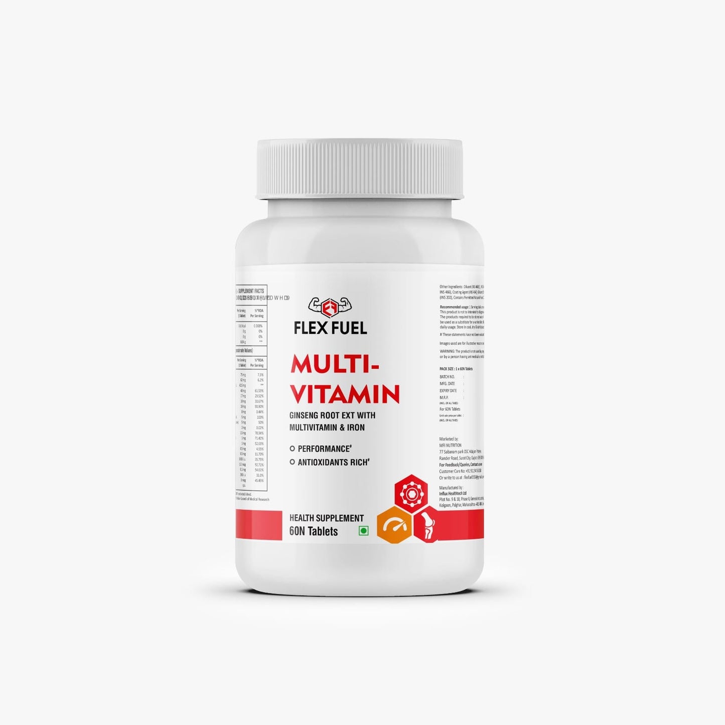 Flex Fuel Multivitamin with Ginseng Root & Iron – 60 Tablets