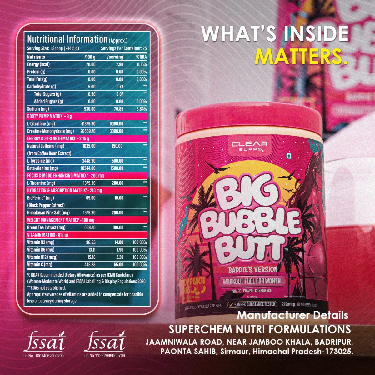 CLEARSUPPS BIG BUBBLE BUTT PRE-WORKOUT