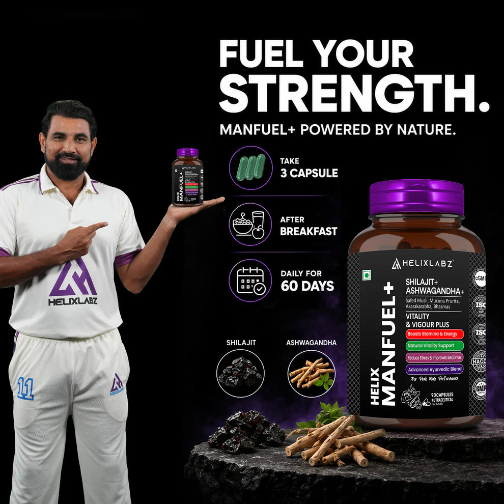 ManFuel+ Capsules | Shilajit + Ashwagandha | 90 Capsules