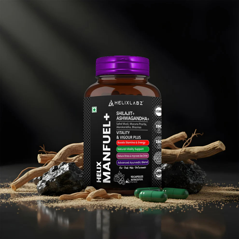 ManFuel+ Capsules | Shilajit + Ashwagandha | 90 Capsules