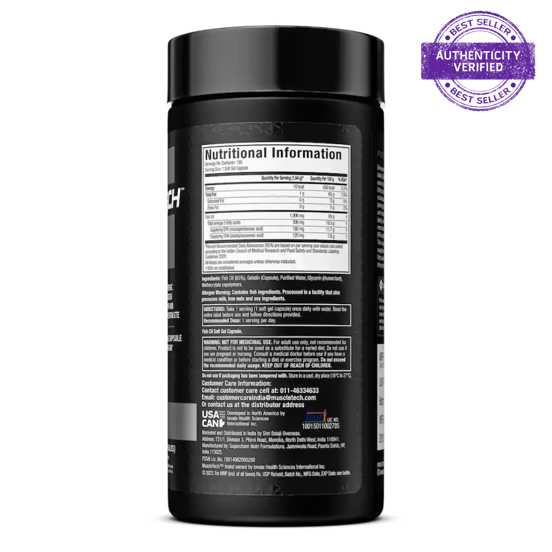 Muscletech™ Platinum 100% Omega Fish Oil 100 Units Unflavoured