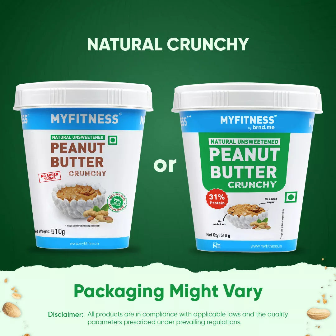 MyFitness Peanut Butter - Natural Unsweetened | 31% Protein | Crunchy | Zero Sugar Peanut Butter Spread