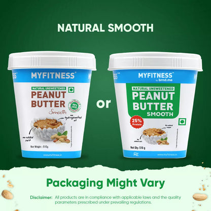MyFitness Peanut Butter - Natural Unsweetened | 25% Protein | Smooth | Zero Sugar Peanut Butter Spread