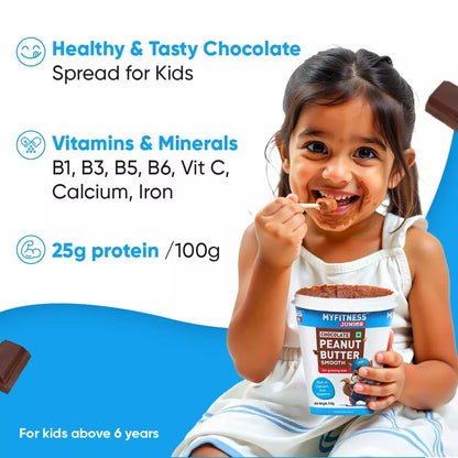 MyFitness Peanut Butter Junior - Chocolate | 25% Protein | Smooth | Healthy Chocolate Spread for Kids