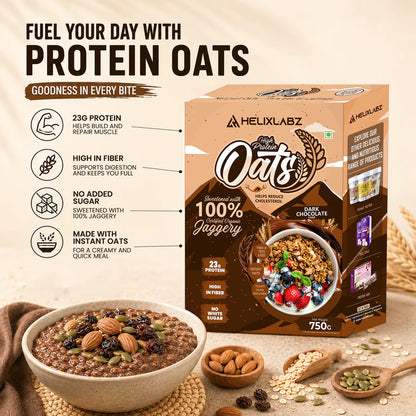 Helix High Protein Oats – Dark Chocolate 750g | Protein Oats for Daily Nutrition