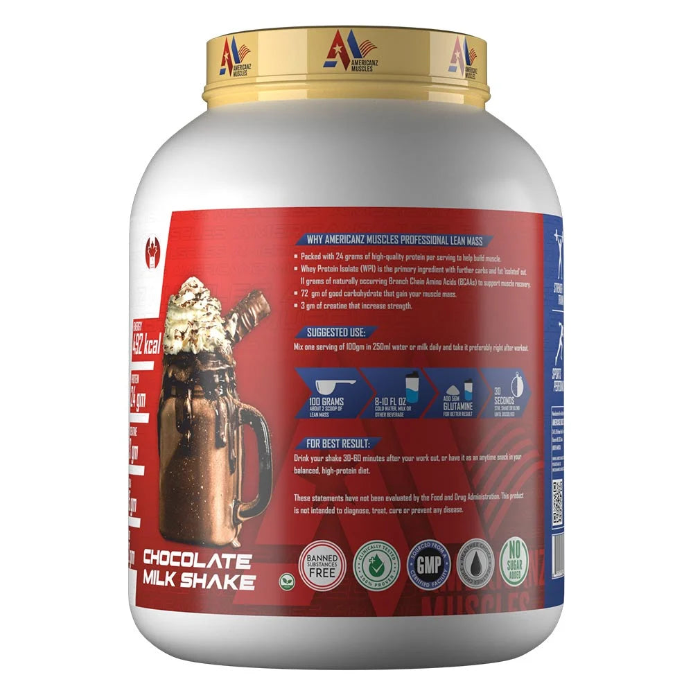 Americanz Muscles Professional Lean Mass – Advanced Mass Gainer for Muscle Building & Recovery 6lb