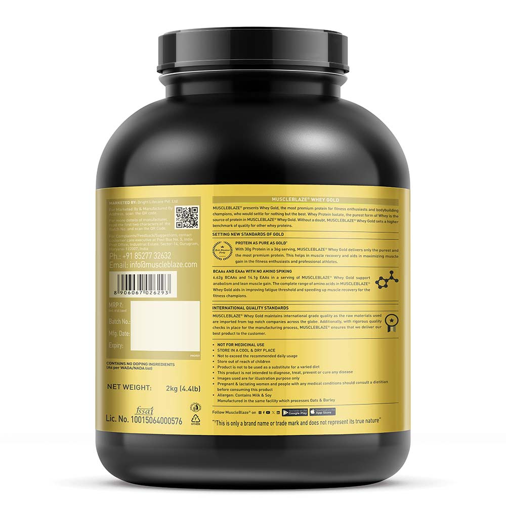 MuscleBlaze Whey Gold 100% Whey Protein Isolate 2 KG