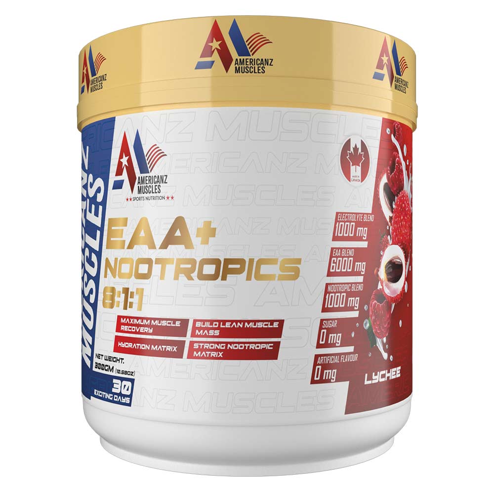 Americanz Muscles EAA + Nootropics 8:1:1 – Advanced Amino Acid Formula for Muscle Recovery & Mental Focus