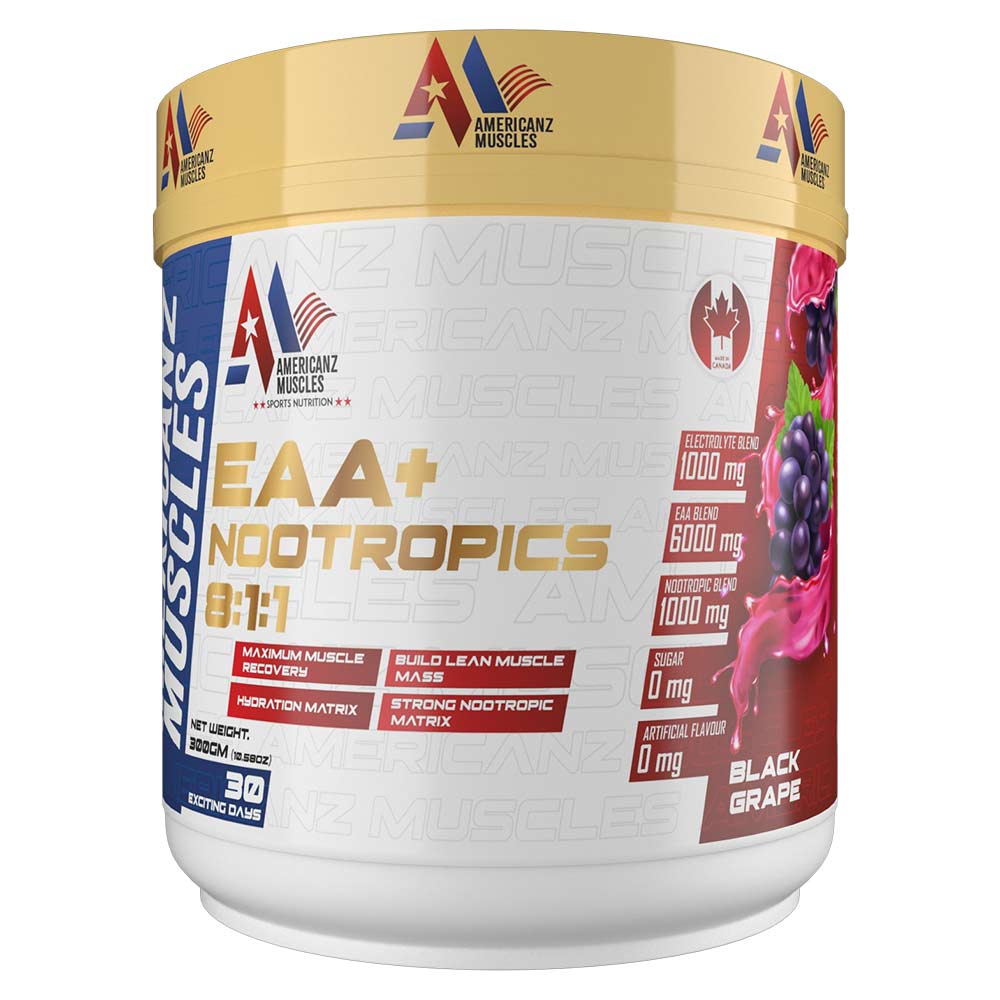 Americanz Muscles EAA + Nootropics 8:1:1 – Advanced Amino Acid Formula for Muscle Recovery & Mental Focus