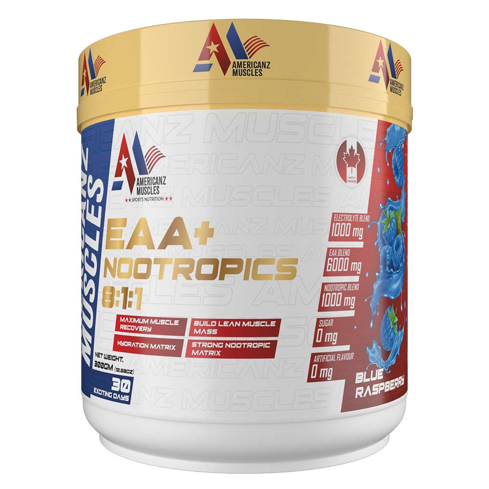 Americanz Muscles EAA + Nootropics 8:1:1 – Advanced Amino Acid Formula for Muscle Recovery & Mental Focus