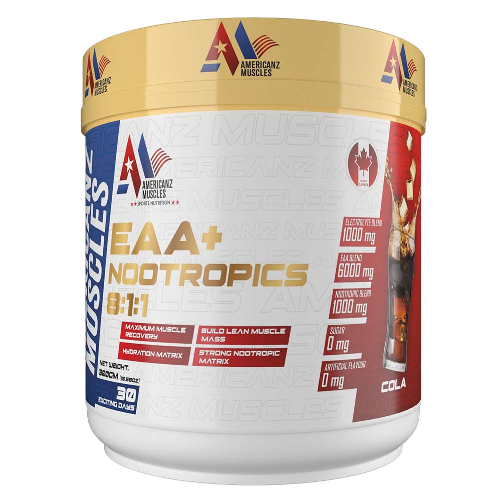Americanz Muscles EAA + Nootropics 8:1:1 – Advanced Amino Acid Formula for Muscle Recovery & Mental Focus