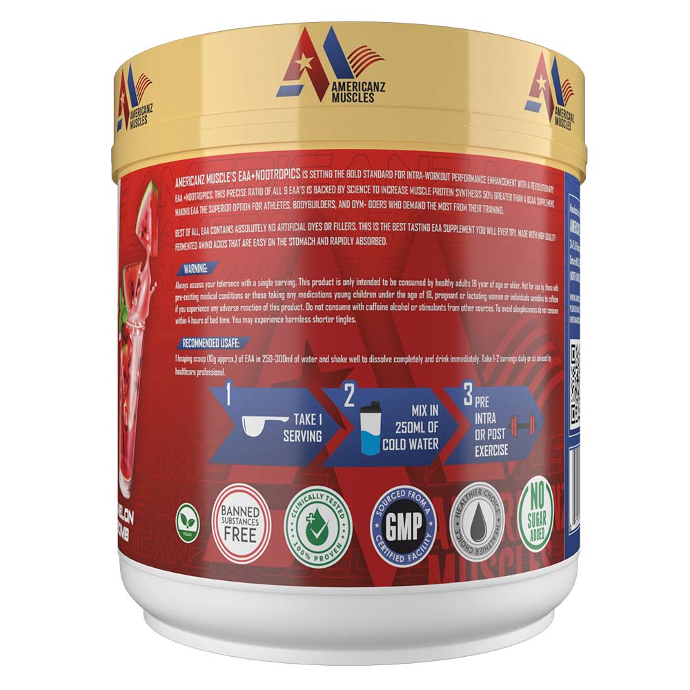 Americanz Muscles EAA + Nootropics 8:1:1 – Advanced Amino Acid Formula for Muscle Recovery & Mental Focus